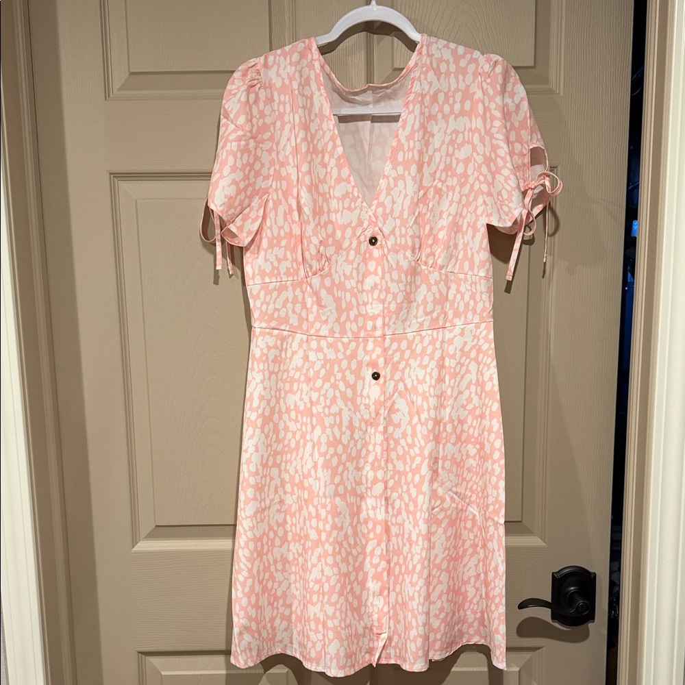 Pink and White Patterned Dress